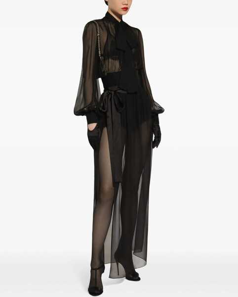 Fuste casual Dolce & Gabbana Silk Chiffon Long Skirt BLACK Femei (BM 16071899) 2