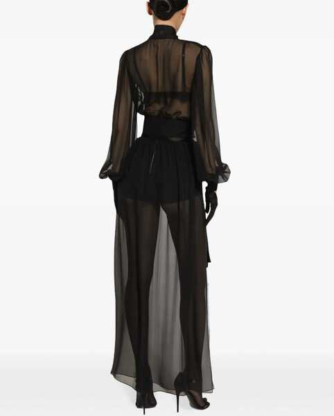 Fuste casual Dolce & Gabbana Silk Chiffon Long Skirt BLACK Femei (BM 16071899) 4