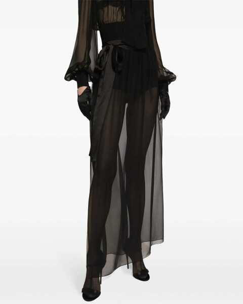 Fuste casual Dolce & Gabbana Silk Chiffon Long Skirt BLACK Femei (BM 16071899) 5