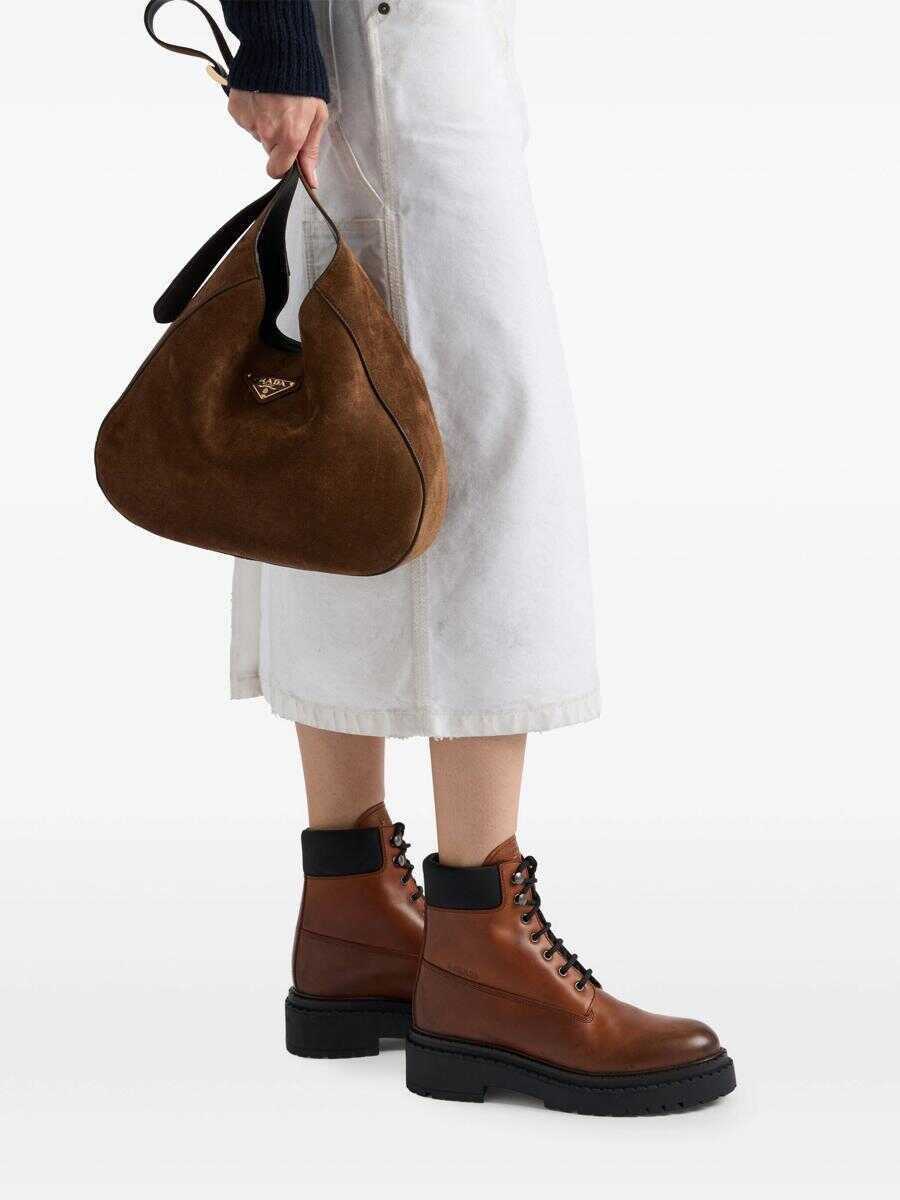 Bocanci Prada Prada Leather And Re-Nylon Booties Brown Femei (BM 16074413) 7