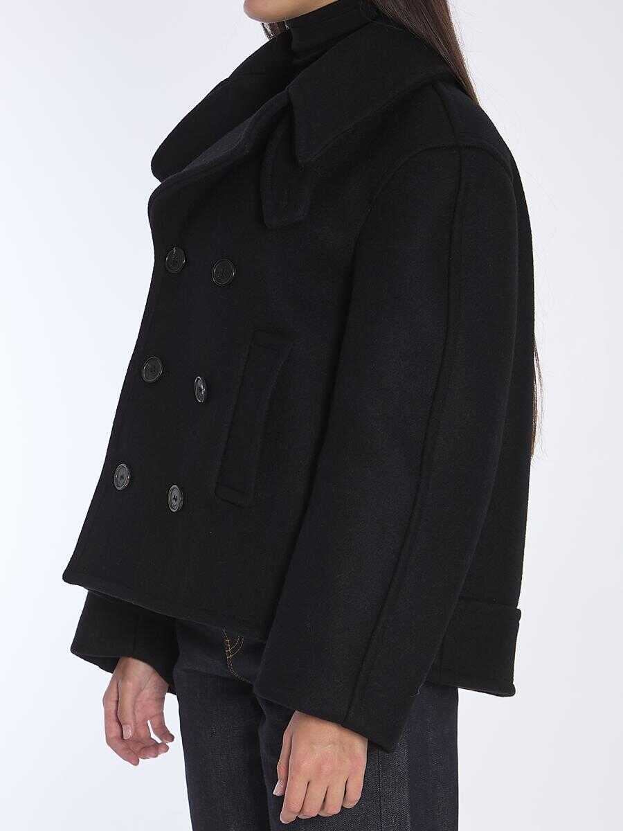 Paltoane Saint Laurent Oversize Pea Coat In Wool Black Femei (BM 16077392) 2