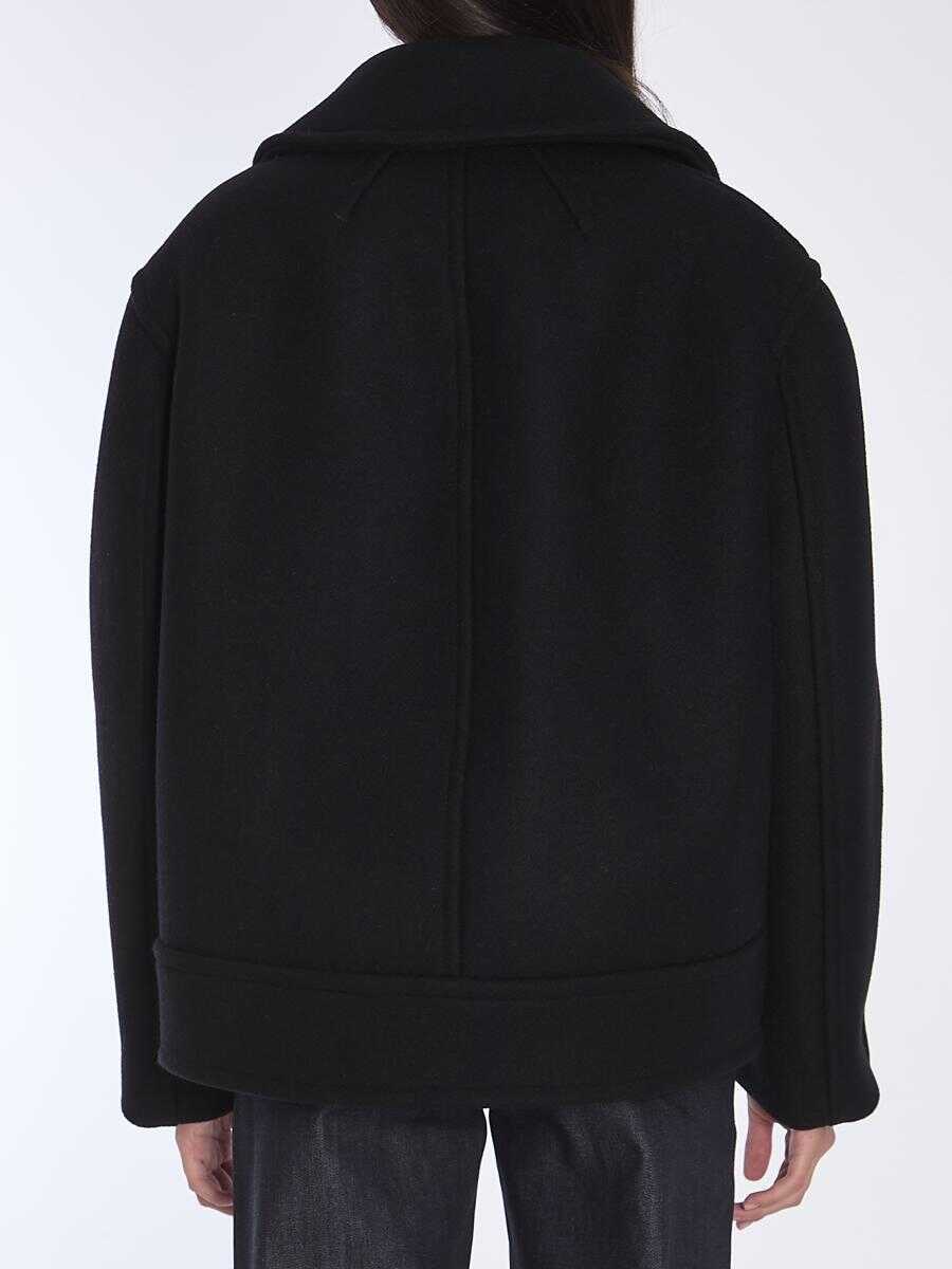 Paltoane Saint Laurent Oversize Pea Coat In Wool Black Femei (BM 16077392) 4