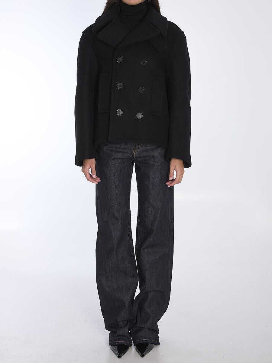 Paltoane Saint Laurent Oversize Pea Coat In Wool Black Femei (BM 16077392) 5