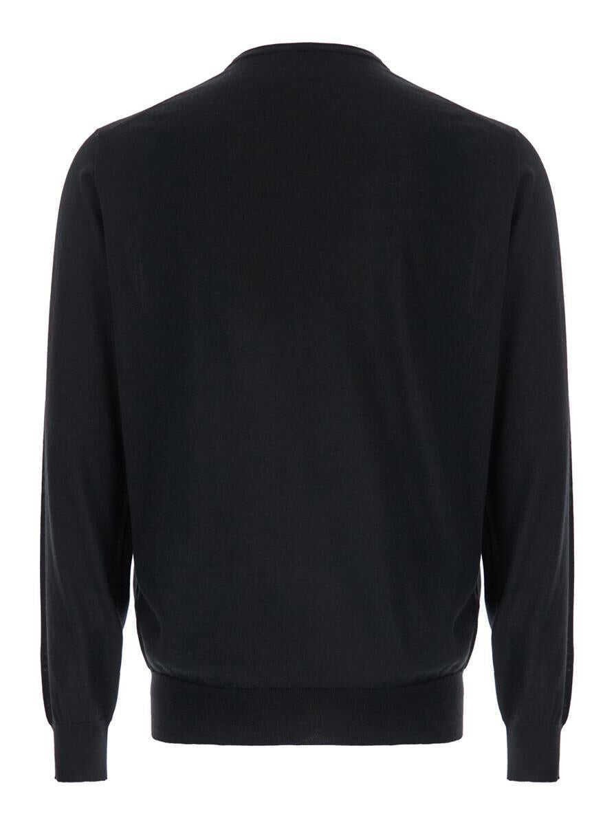 Pulovere PLAIN Black Crewneck Sweater In Wool And Cashmere Man Black Barbati (BM 16082189) 2