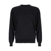 Pulovere Black Crewneck Sweater In Wool And Cashmere Man Barbati