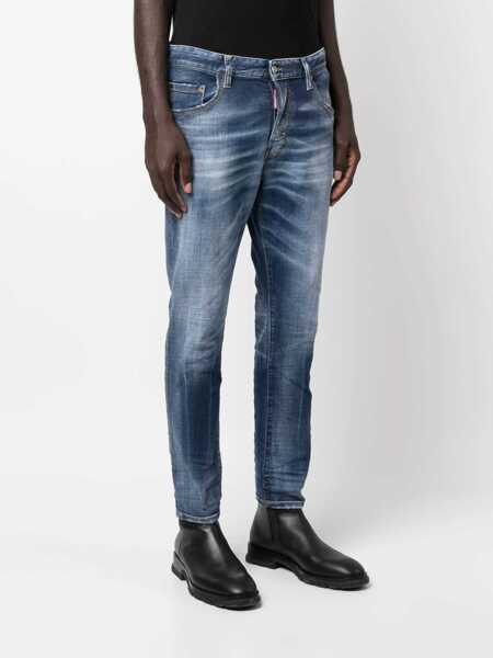 Blugi drepti DSQUARED2 Dark Wash Skater Jeans With Stonewash Effect 16Cm Blue Barbati (BM 16087133) 3