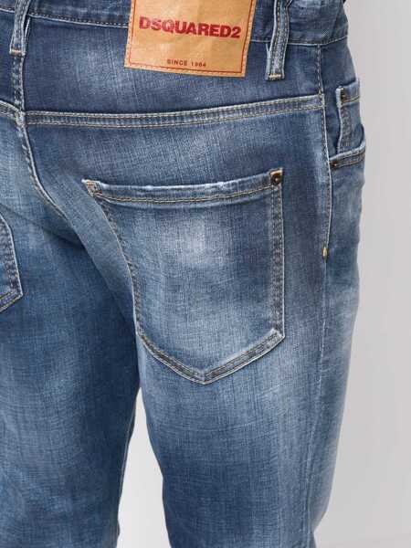 Blugi drepti DSQUARED2 Dark Wash Skater Jeans With Stonewash Effect 16Cm Blue Barbati (BM 16087133) 5