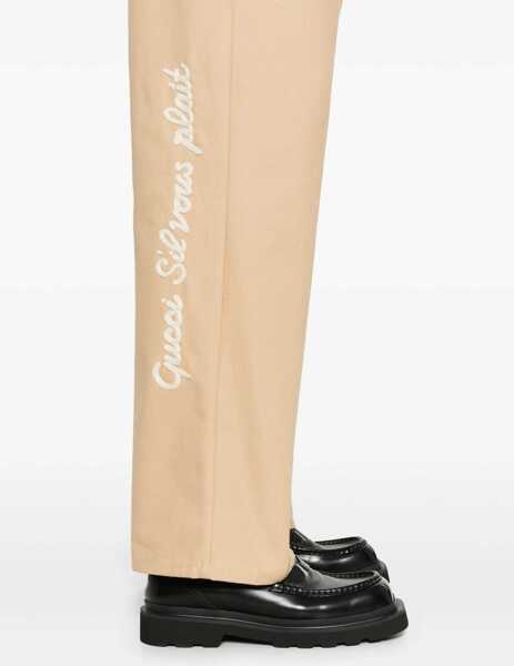 Pantaloni casual Gucci Cotton Sil Vous Plait Chinos Pants Beige Barbati (BM 16088822) 5