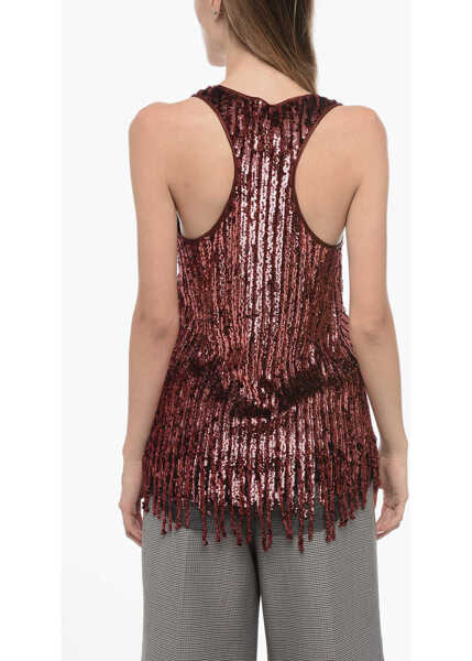 Bluze ETRO Sequined And Chenille Thank Top With Fringed Hem Red Femei (BM 16088858) 2