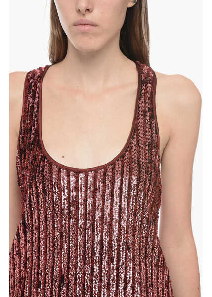 Bluze ETRO Sequined And Chenille Thank Top With Fringed Hem Red Femei (BM 16088858) 3
