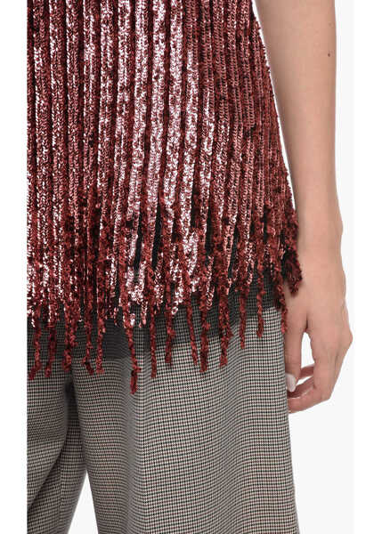 Bluze ETRO Sequined And Chenille Thank Top With Fringed Hem Red Femei (BM 16088858) 4