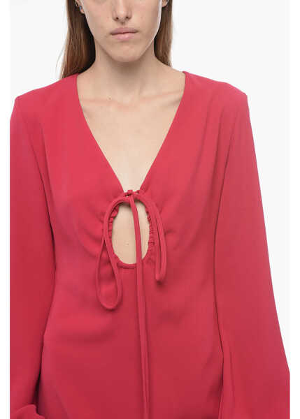 Rochii scurte P.A.R.O.S.H. Tent Dress With Lace-Up Detail Pink Femei (BM 16088870) 3