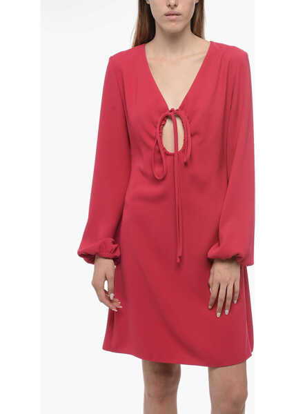 Rochii scurte P.A.R.O.S.H. Tent Dress With Lace-Up Detail Pink Femei (BM 16088870) 4