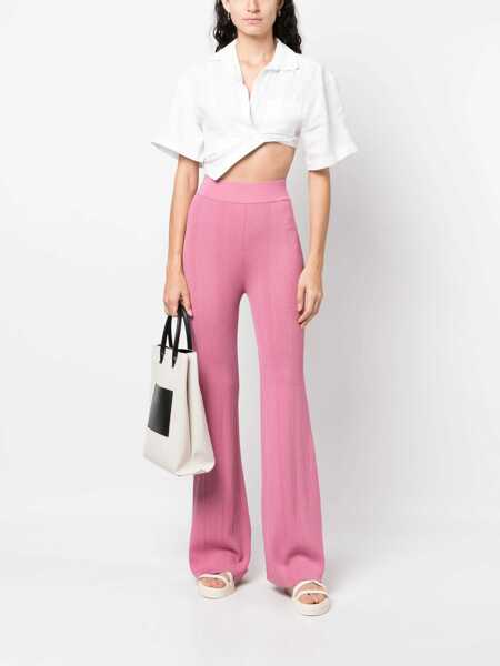 Pantaloni casual REMAIN High Waist Ribbed Palazzo Pants Pink Femei (BM 16089644) 2