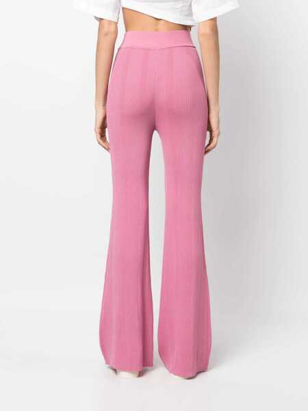 Pantaloni casual REMAIN High Waist Ribbed Palazzo Pants Pink Femei (BM 16089644) 4