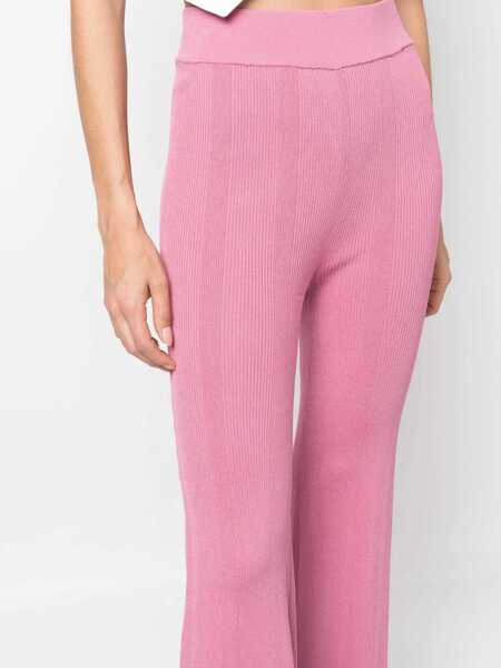 Pantaloni casual REMAIN High Waist Ribbed Palazzo Pants Pink Femei (BM 16089644) 5