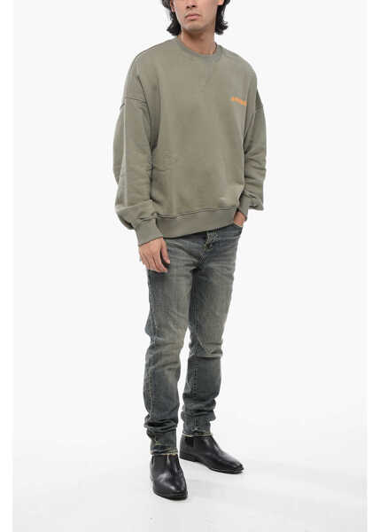 Bluze de trening A PAPER KID Brushed Cotton Crew-Neck Sweatshirt With Printed Logo Green Barbati (BM 16089686) 4