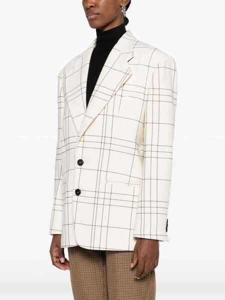 Sacouri Marni Bespoke Dram Wool Blazer With Check Pattern White Femei (BM 16089692) 3