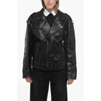Geci de piele PETAR PETROV Quilted Biker Leather Jacket With Oversized Fit