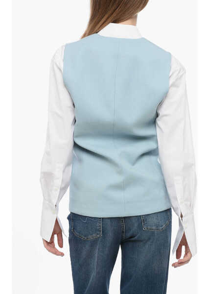 Veste casual AMI ALEXANDRE MATTIUSSI Virgin Wool Vest With Oversized Fit Light Blue Femei (BM 16089887) 2