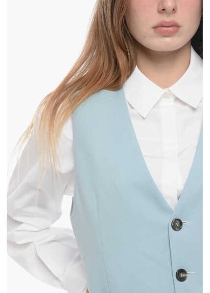 Veste casual AMI ALEXANDRE MATTIUSSI Virgin Wool Vest With Oversized Fit Light Blue Femei (BM 16089887) 3