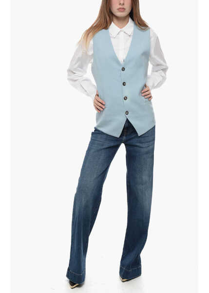 Veste casual AMI ALEXANDRE MATTIUSSI Virgin Wool Vest With Oversized Fit Light Blue Femei (BM 16089887) 4