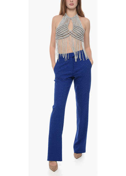 Pantaloni office THE ANDAMANE Straight-Fit Pants With Swarovski Application Blue Femei (BM 16089911) 3