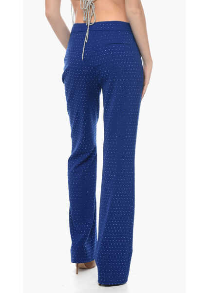 Pantaloni office THE ANDAMANE Straight-Fit Pants With Swarovski Application Blue Femei (BM 16089911) 4
