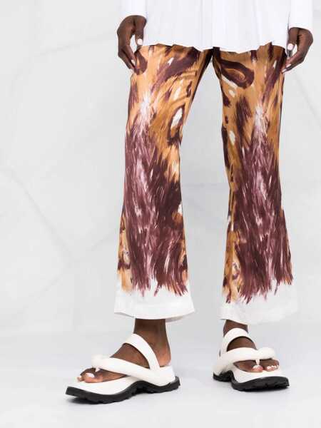 Pantaloni casual Marni High-Waisted Flared Pants With Graphic Print Brown Femei (BM 16098200) 3