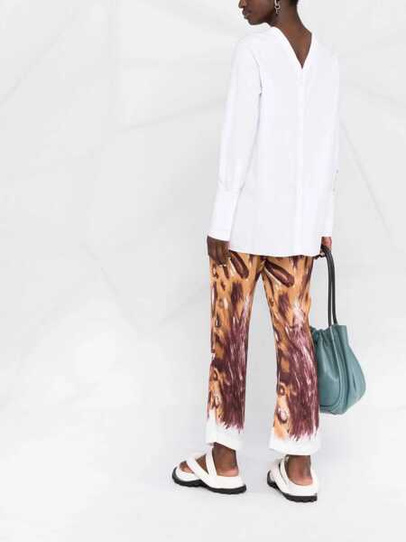 Pantaloni casual Marni High-Waisted Flared Pants With Graphic Print Brown Femei (BM 16098200) 4