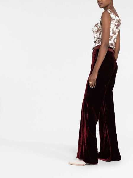 Pantaloni office ETRO Curly Velvet Pants With Flared-Fit Red Femei (BM 16098251) 4