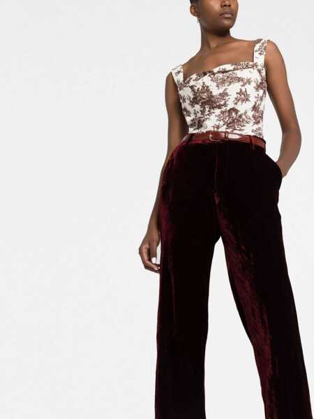 Pantaloni office ETRO Curly Velvet Pants With Flared-Fit Red Femei (BM 16098251) 5