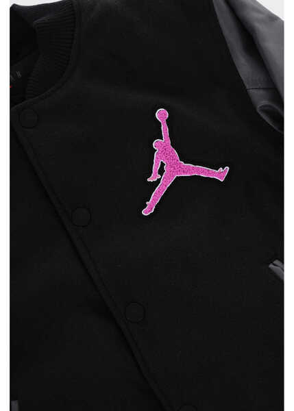Bomber jacket Nike Air Jordan Padded Varsity Jacket With Faux Leather Sleeves Black Baieti (BM 16098263) 2