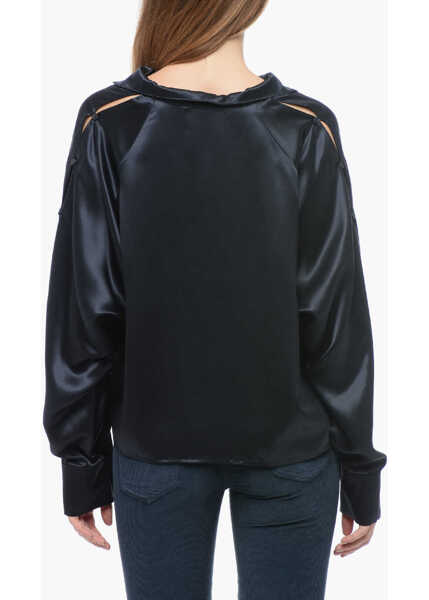 Camasi casual Co.Go Silk Korean Shirt Placket Detailing Blue Femei (BM 16099220) 2