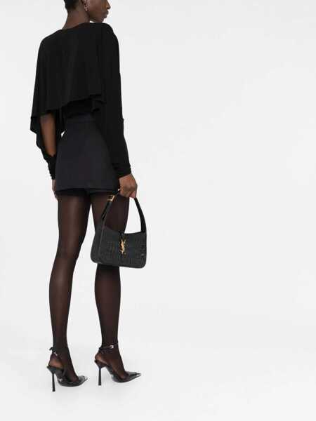 Bluze Saint Laurent Crepe Jersey Blouse With Batwing Sleeves Black Femei (BM 16099247) 4