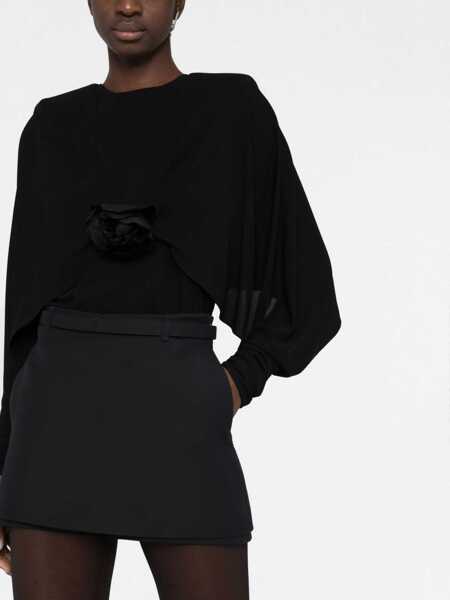 Bluze Saint Laurent Crepe Jersey Blouse With Batwing Sleeves Black Femei (BM 16099247) 5