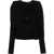 Saint Laurent Crepe Jersey Blouse With Batwing Sleeves Black