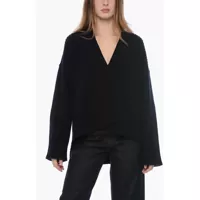 Cardigane Wool And Cashmere V-Neck Cardigan With Asymmetrical Hem Femei