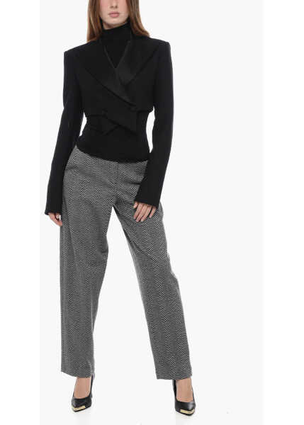 Sacouri LAQUAN SMITH Crossed Cropped Blazer With Satin Lapel Black Femei (BM 16099373) 4