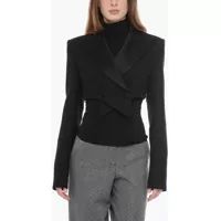 Sacouri Crossed Cropped Blazer With Satin Lapel Femei
