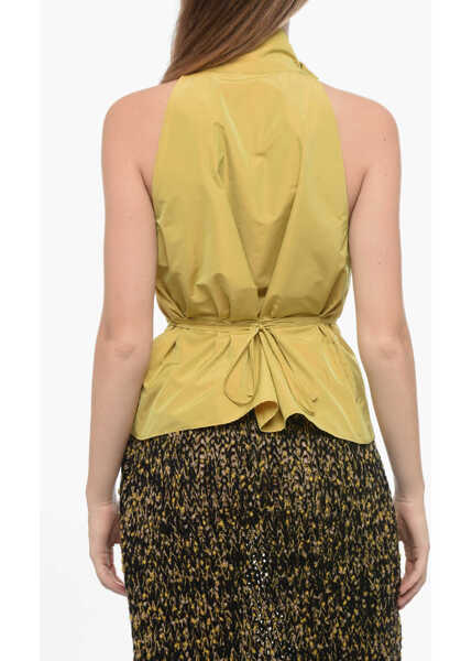 Bluze Co.Go Taffet Halter Top With Lace-Up Detail Yellow Femei (BM 16099526) 2