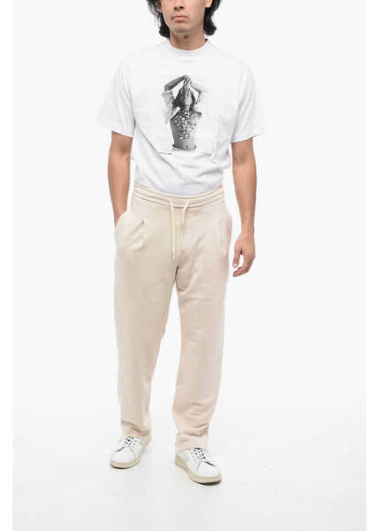 Pantaloni casual A PAPER KID Regular Fit Single-Pleat Sweat Pants Beige Barbati (BM 16099820) 4