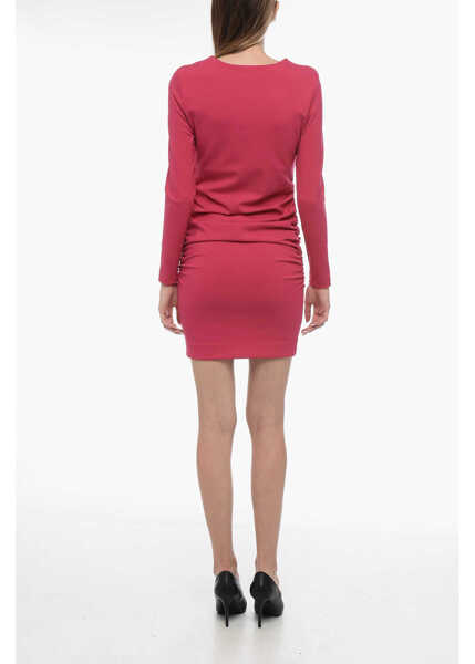 Rochii scurte P.A.R.O.S.H. Stretchy Mini Dress With Drape Detailing Pink Femei (BM 16100078) 2