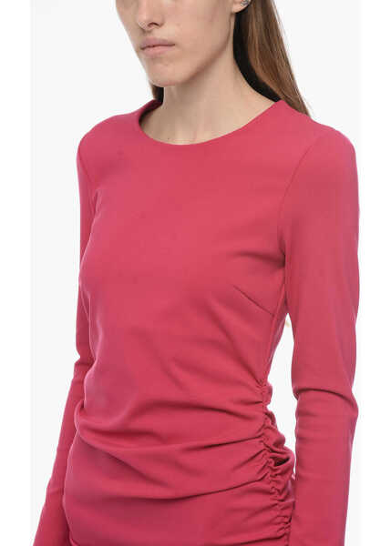 Rochii scurte P.A.R.O.S.H. Stretchy Mini Dress With Drape Detailing Pink Femei (BM 16100078) 3