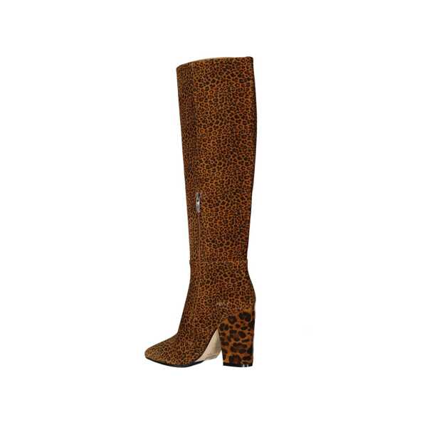 Bocanci Sergio Rossi Sergio Rossi Leopard-Print Leather Boots Brown Femei (BM 16100309) 3