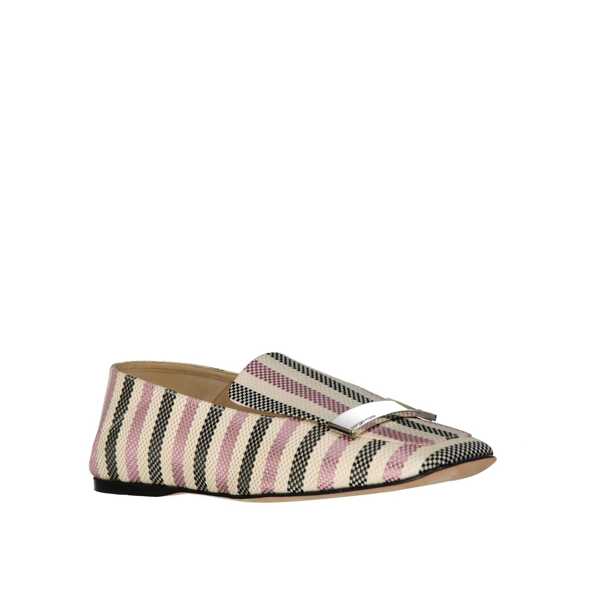 Pantofi fara toc Sergio Rossi Sergio Rossi Jacquard Loafers White Femei (BM 16100324) 2