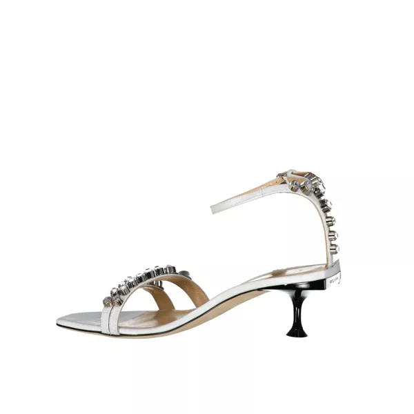Sandale Sergio Rossi Sergio Rossi Leather Crystal Sandals White Femei (BM 16100360) 3