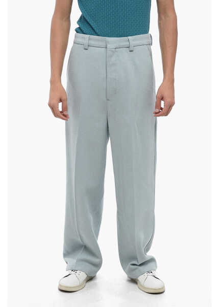 Pantaloni casual AMI ALEXANDRE MATTIUSSI Wool Cloth Chinos Pants With Hidden Fastening Light Blue Barbati (BM 16100459) 1