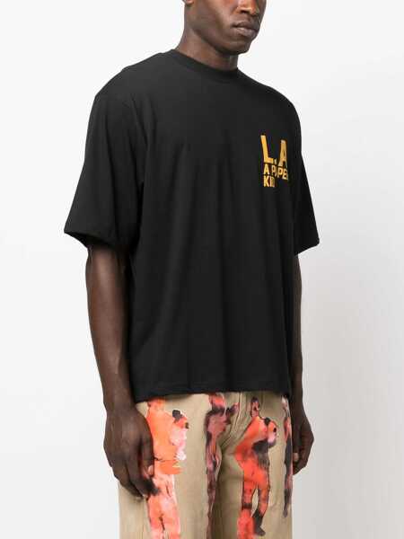 Tricouri A PAPER KID Cotton Crew-Neck T-Shirt Witth Logo-Print Black Barbati (BM 16100687) 4