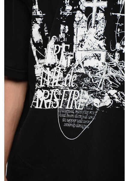 Tricouri 1989 STUDIO Cotton Notre Dam Crew-Neck T-Shirt With Contrast Print Black Barbati (BM 16100708) 3